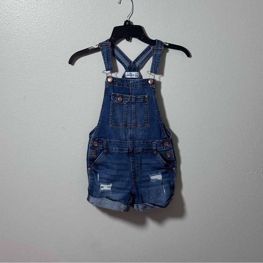 Jordache Girls Denim Blue Overall Shorts shortalls size‎ M(7/8)
